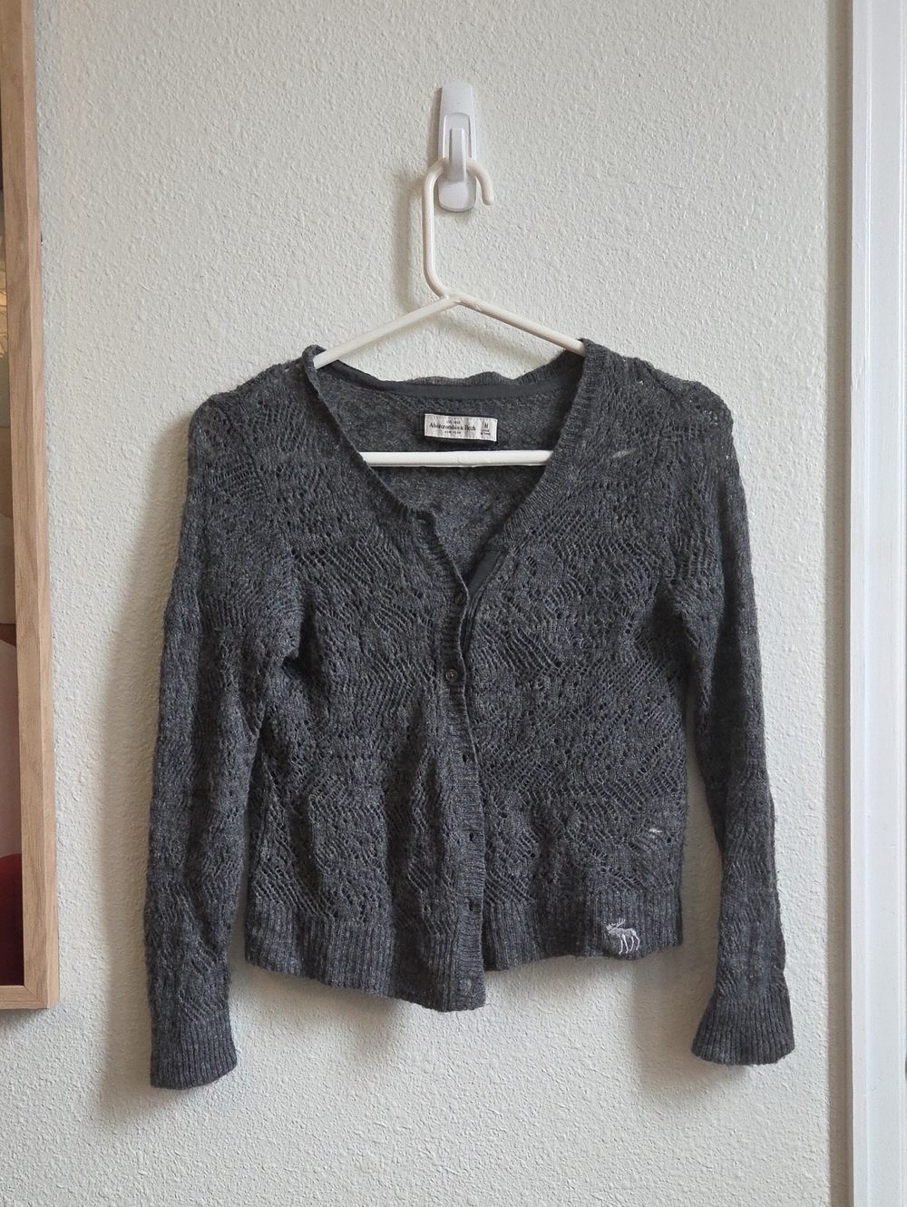 Abercrombie & Fitch Dark Gray Knit Button-Up Cardigan